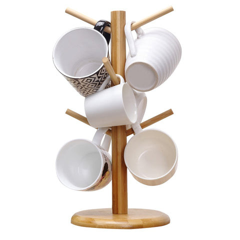 MyLifeUNIT mug holder tree yellow with six hooks for organized cups.