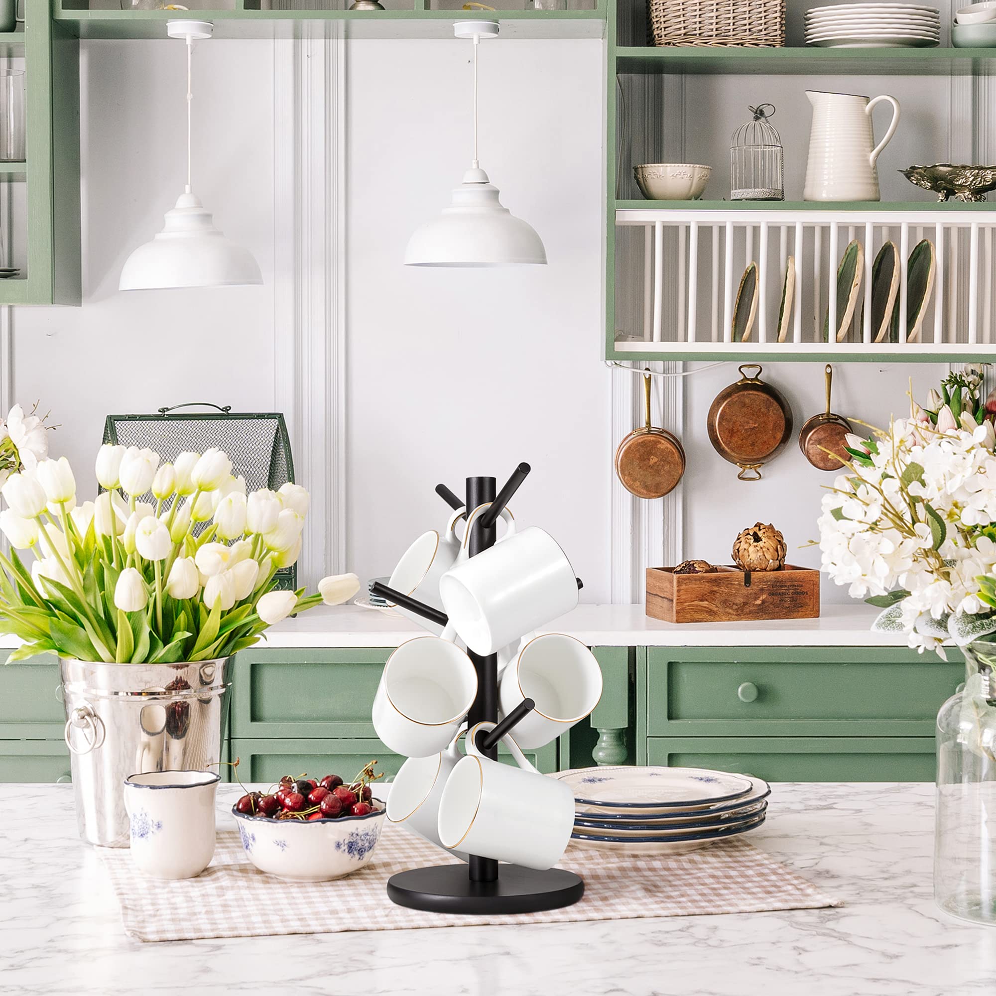 MyLifeUNIT mug tree can display donuts or hang jewelry and accessories.