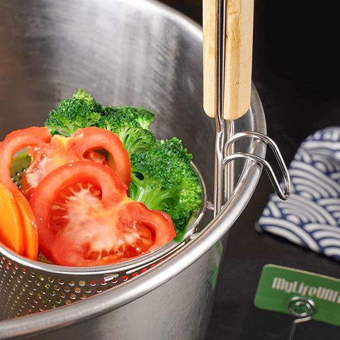 MyLifeUNIT pasta strainer shown in pot for boiling and draining.