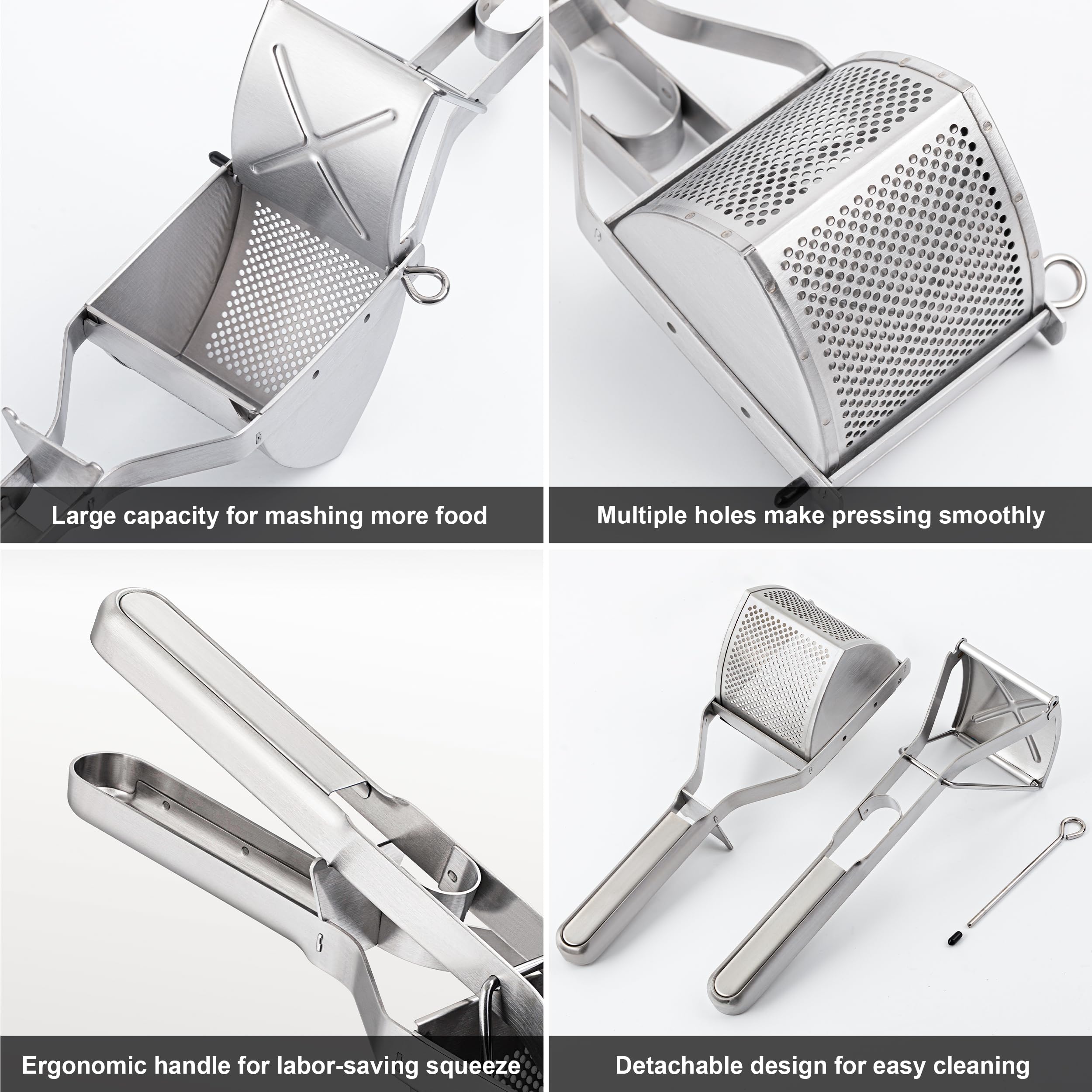 MyLifeUNIT potato ricer extended handle for comfortable leverage.