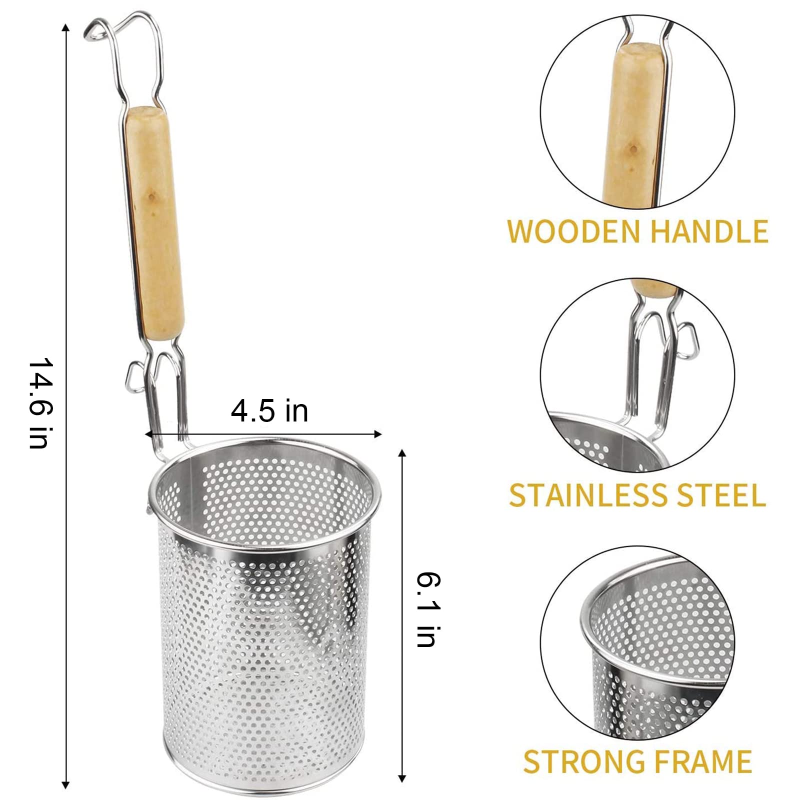 MyLifeUNIT spider strainer with top hook for easy wall hanging and storage.