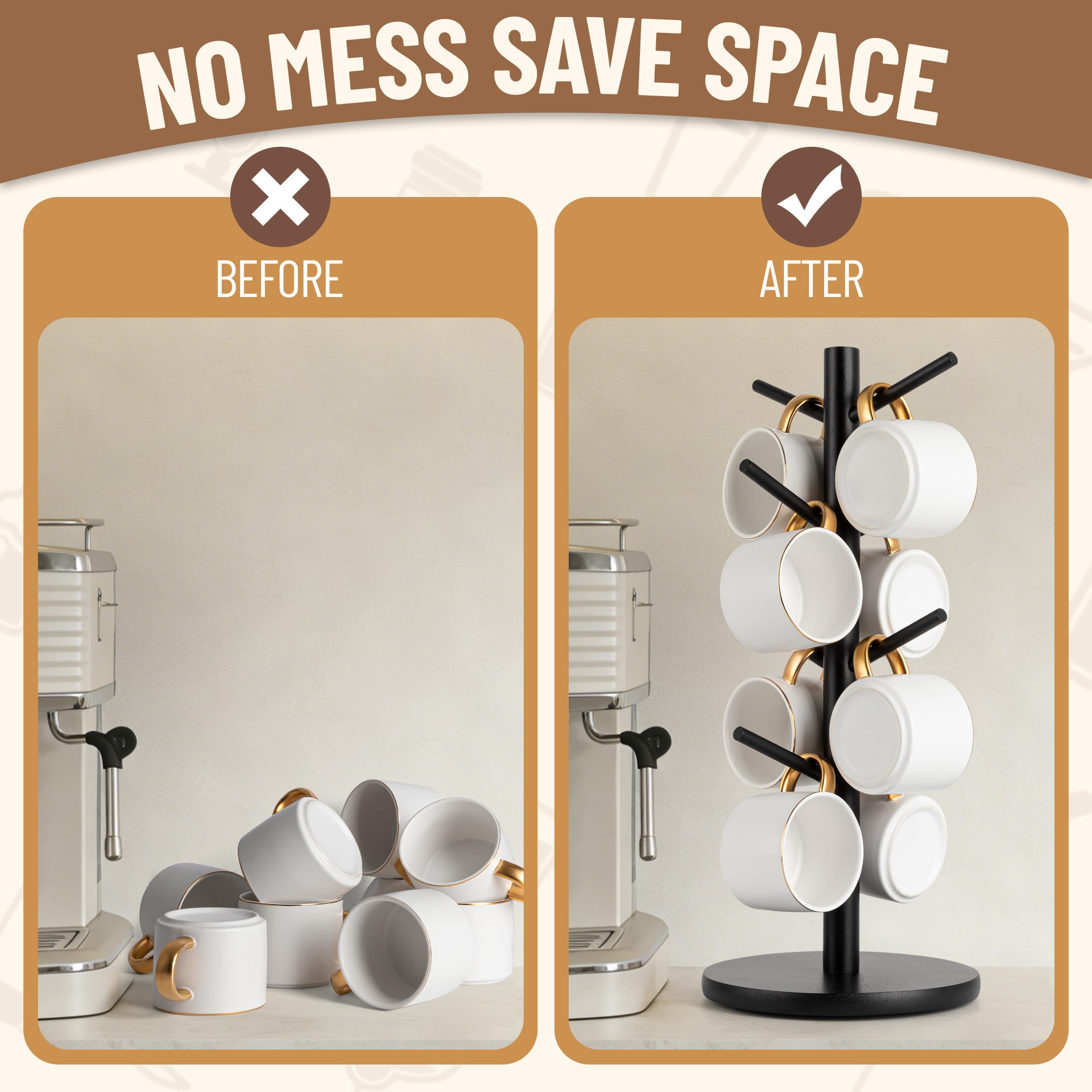 Tool-free assembly for quick setup of the MyLifeUNIT mug tree