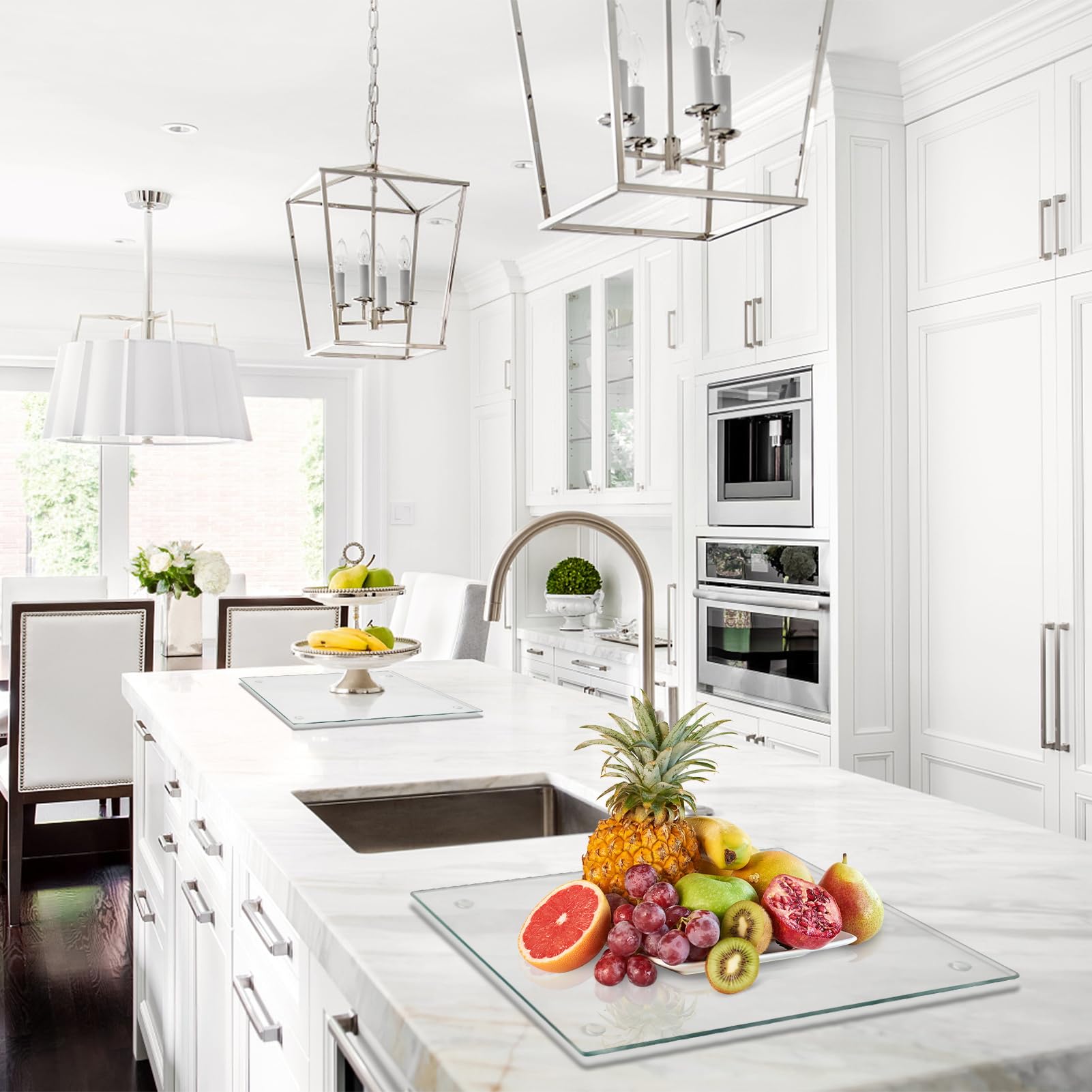 Mymonfif clear glass surface protects countertops and remains hygienic