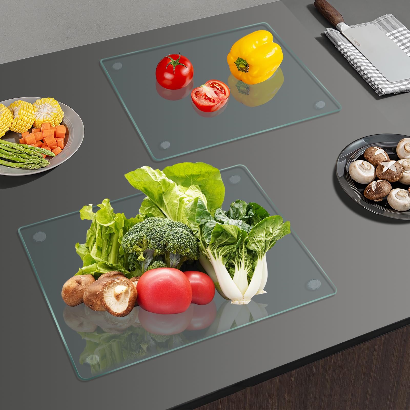 Mymonfif multi-use glass board serving as cheese or appetizer plate