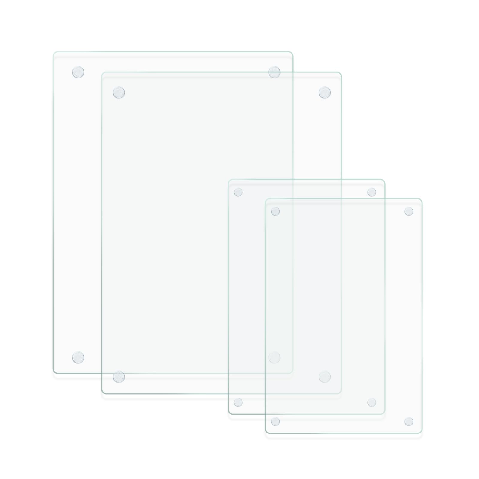 Mymonfif large 16x12 tempered glass cutting board on counter showing clear surface and durability