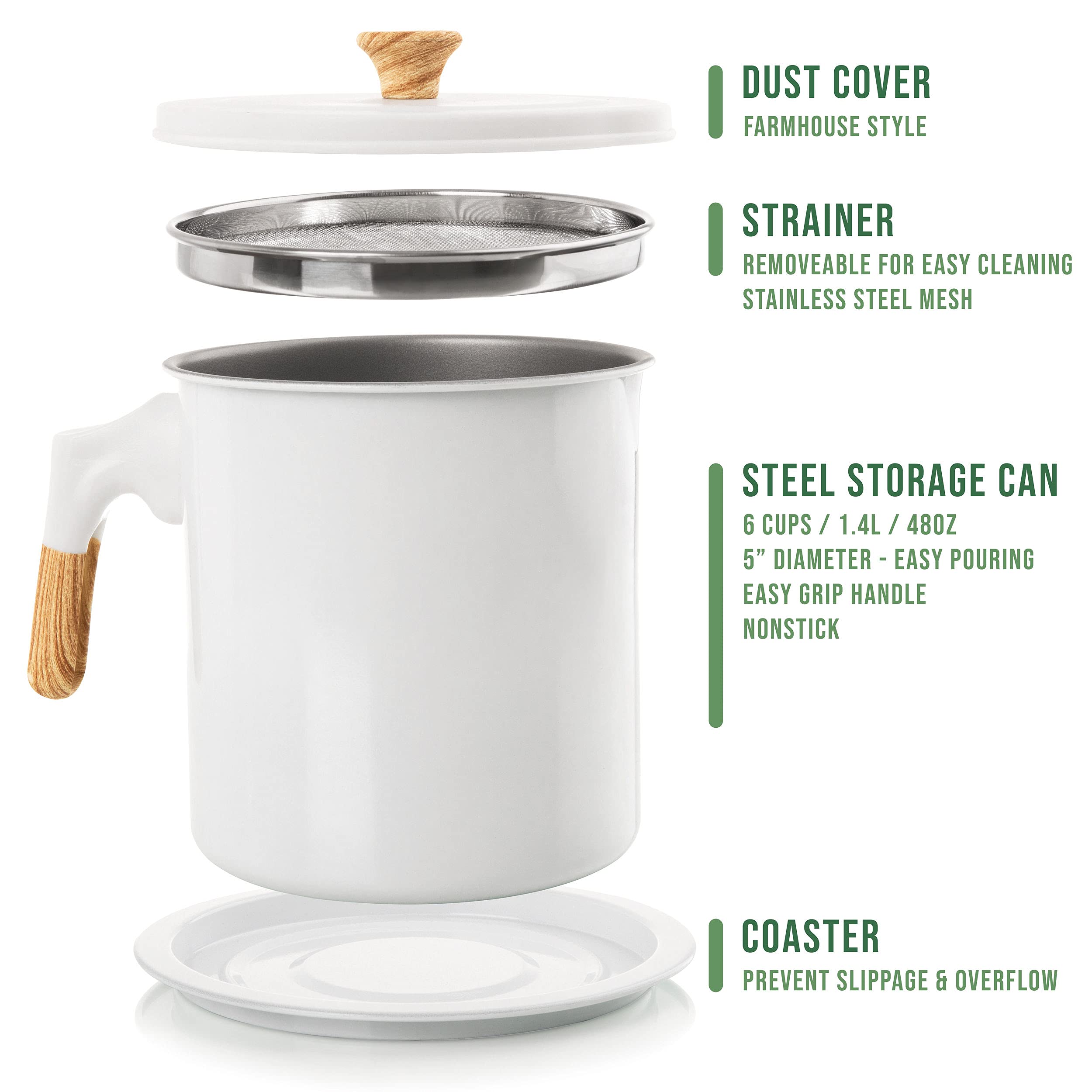MYMOON HOME oil storage can with strainer showing fine mesh