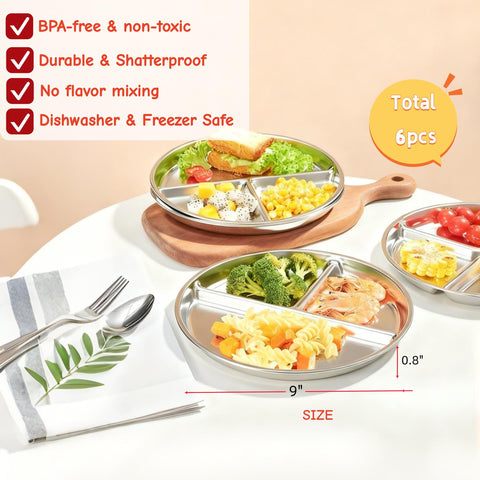 MYOVPLUT plates feature rounded edges for gentle kid-friendly handling