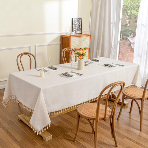 MYSKY HOME heavy-duty cotton tablecloth with wrinkle-free finish