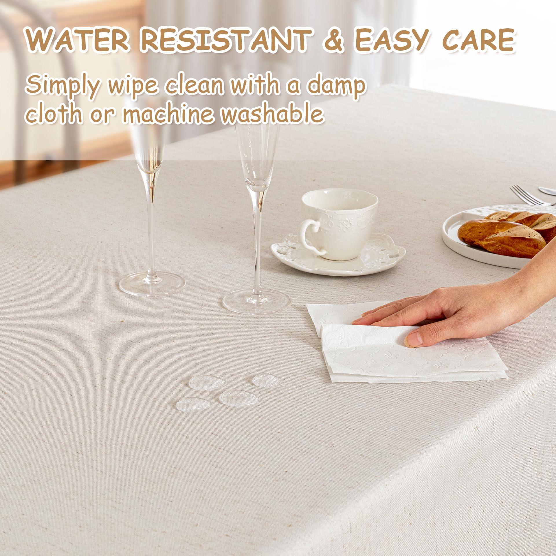 MYSKY HOME linen-look tablecloth with tassel-edged design