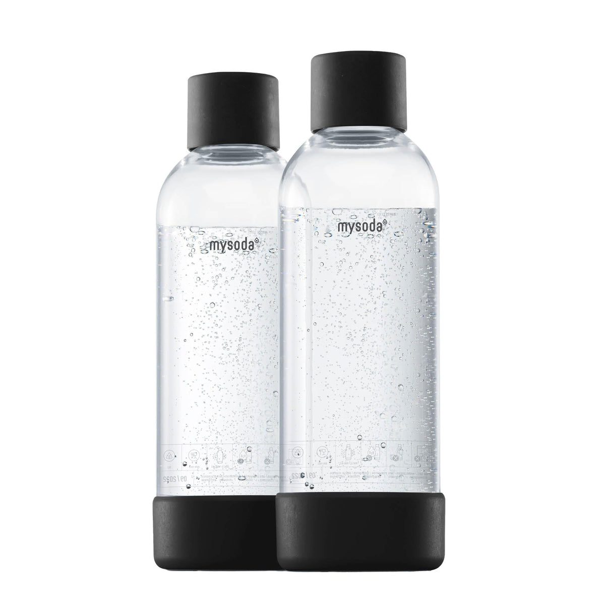 Mysoda 1L bottle in black wood-composite finish for eco-friendly carbonation