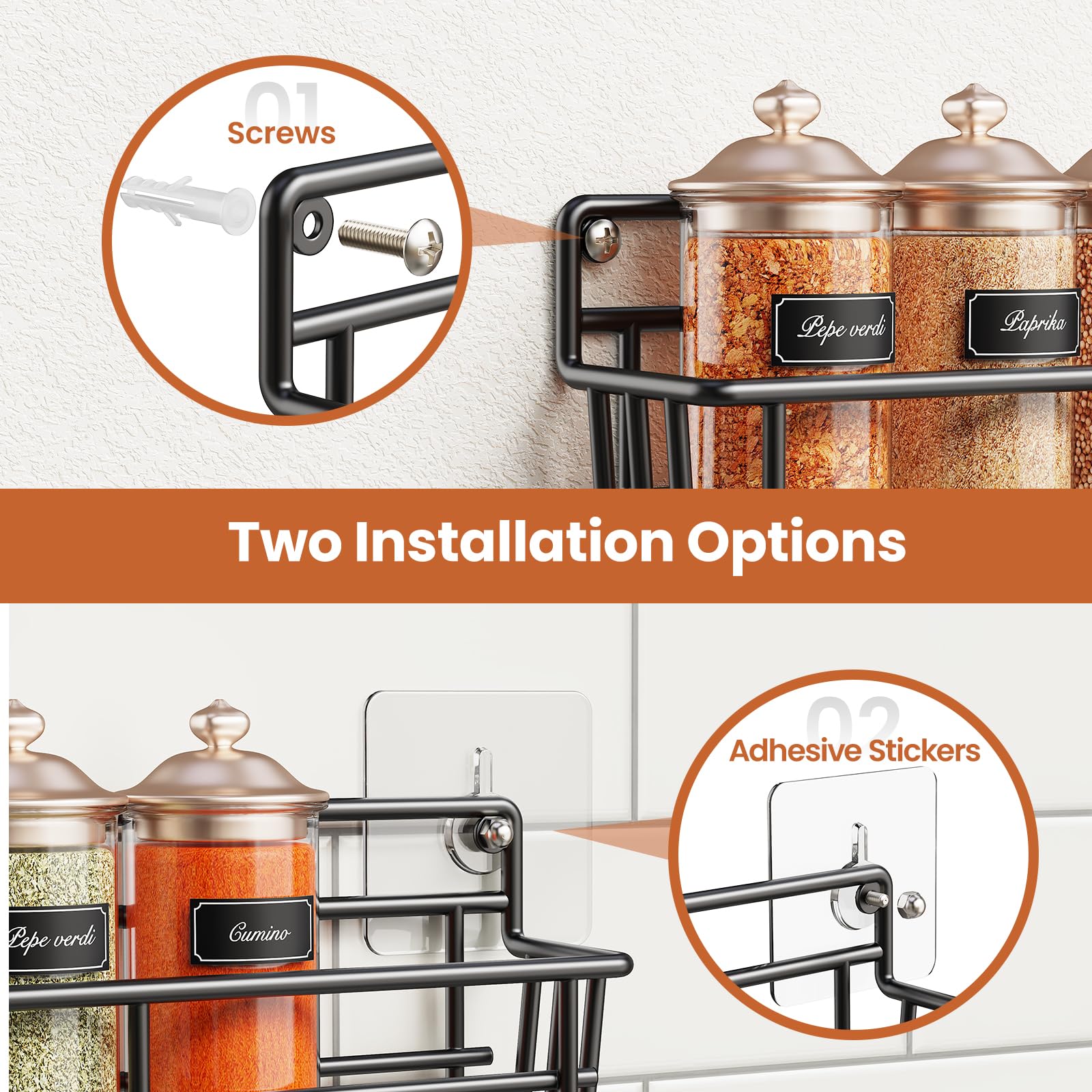 Mystozer five-tier spice racks hold up to 35 jars