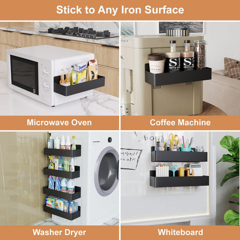 Easy installation with magnetic strips and tool-free attachment to the fridge.