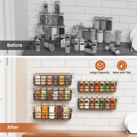 Mystozer spice rack loaded with bottles demonstrates organization
