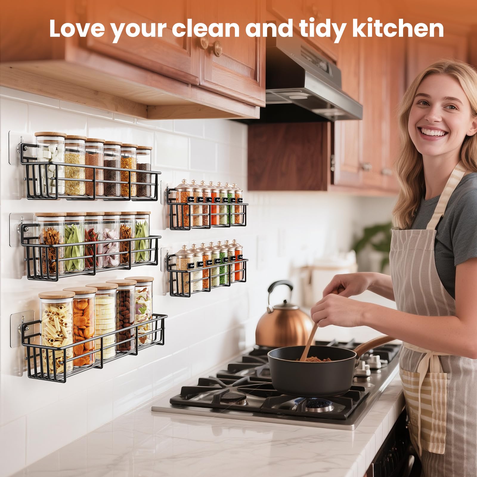 Mystozer spice rack in kitchen use near stove for quick access