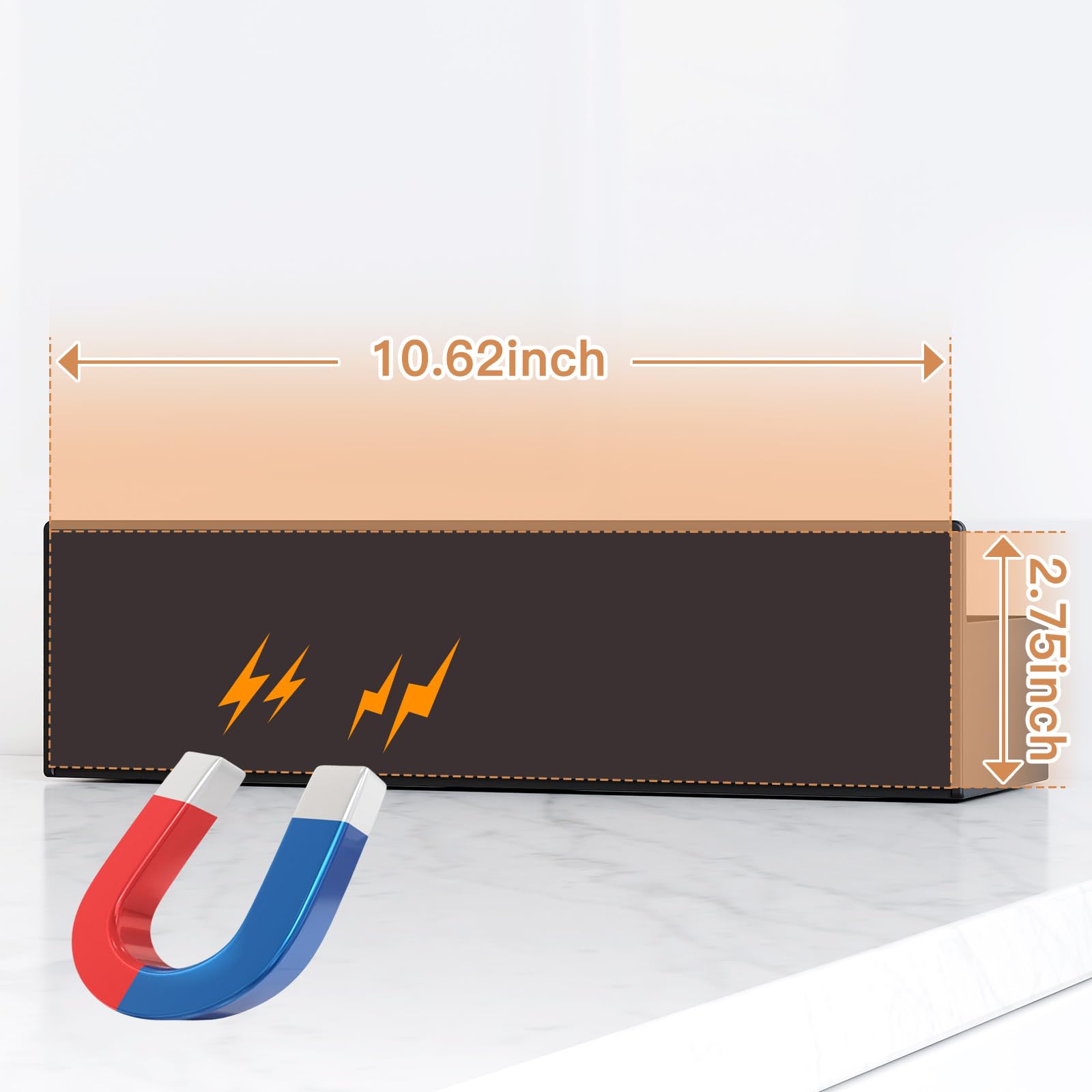 Sturdy plastic with built in magnets secures Mystozer rack to metal surfaces.