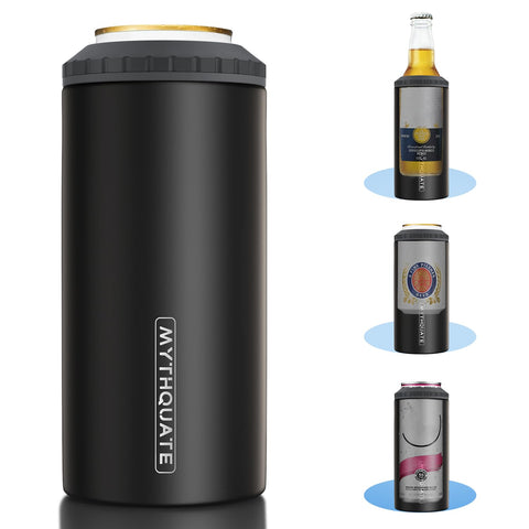 MYTHQUATE 3-in-1 slim can cooler fits 12oz cans, preserving cold refreshment