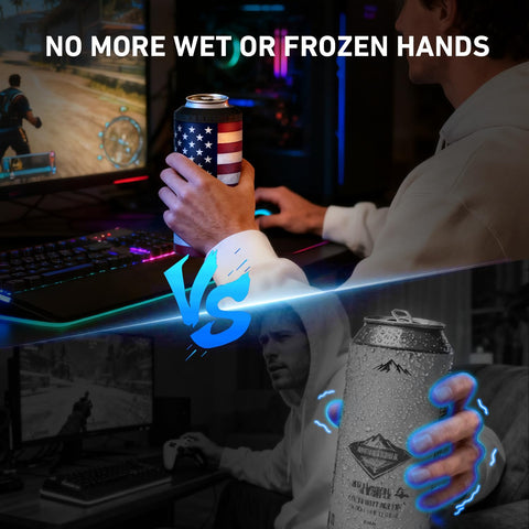 MYTHQUATE bottle-and-can compatibility shown, insulated sleeve for on-the-go use