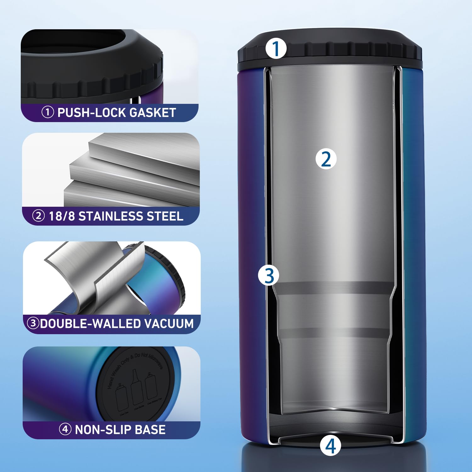 MYTHQUATE Aurora 3-in-1 cooler suitable for beer bottles and 12 oz cans on the go