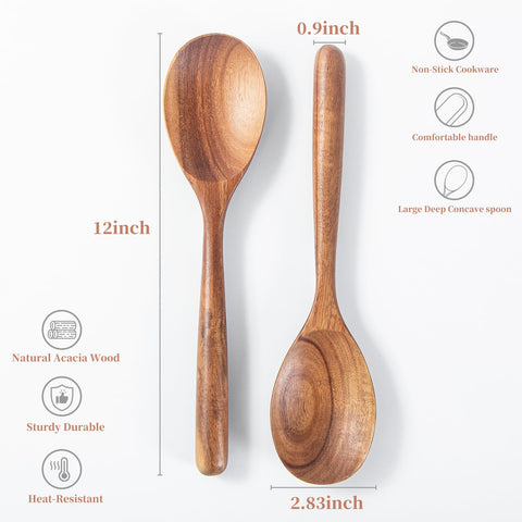 MZROO wooden spoons in acacia wood for high-heat cooking and durable stirring