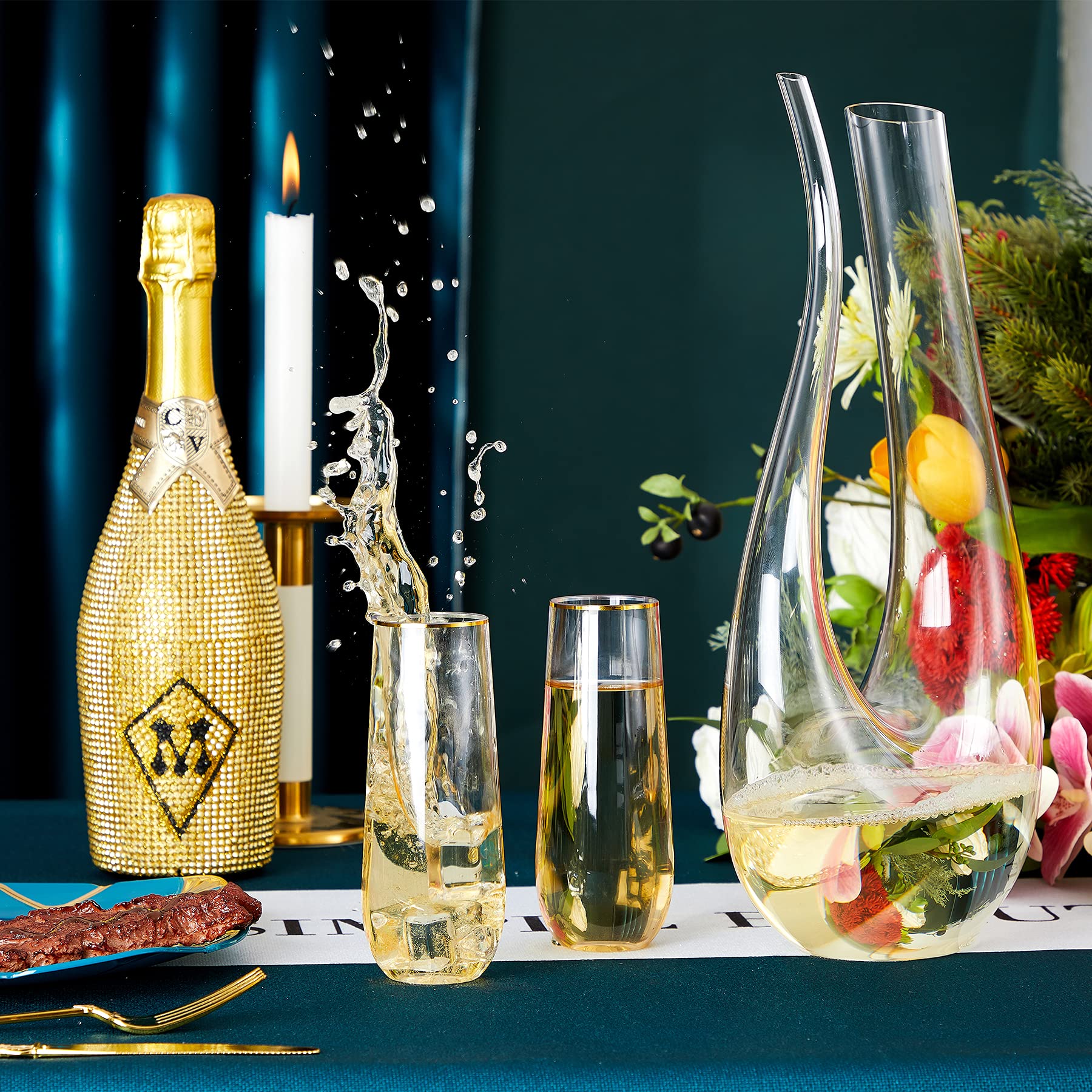 N9R elegant gold-rim design elevates toast moments at celebrations.