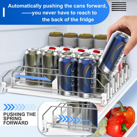 Nabobt fridge stack can rows shows five adjustable rows for storage