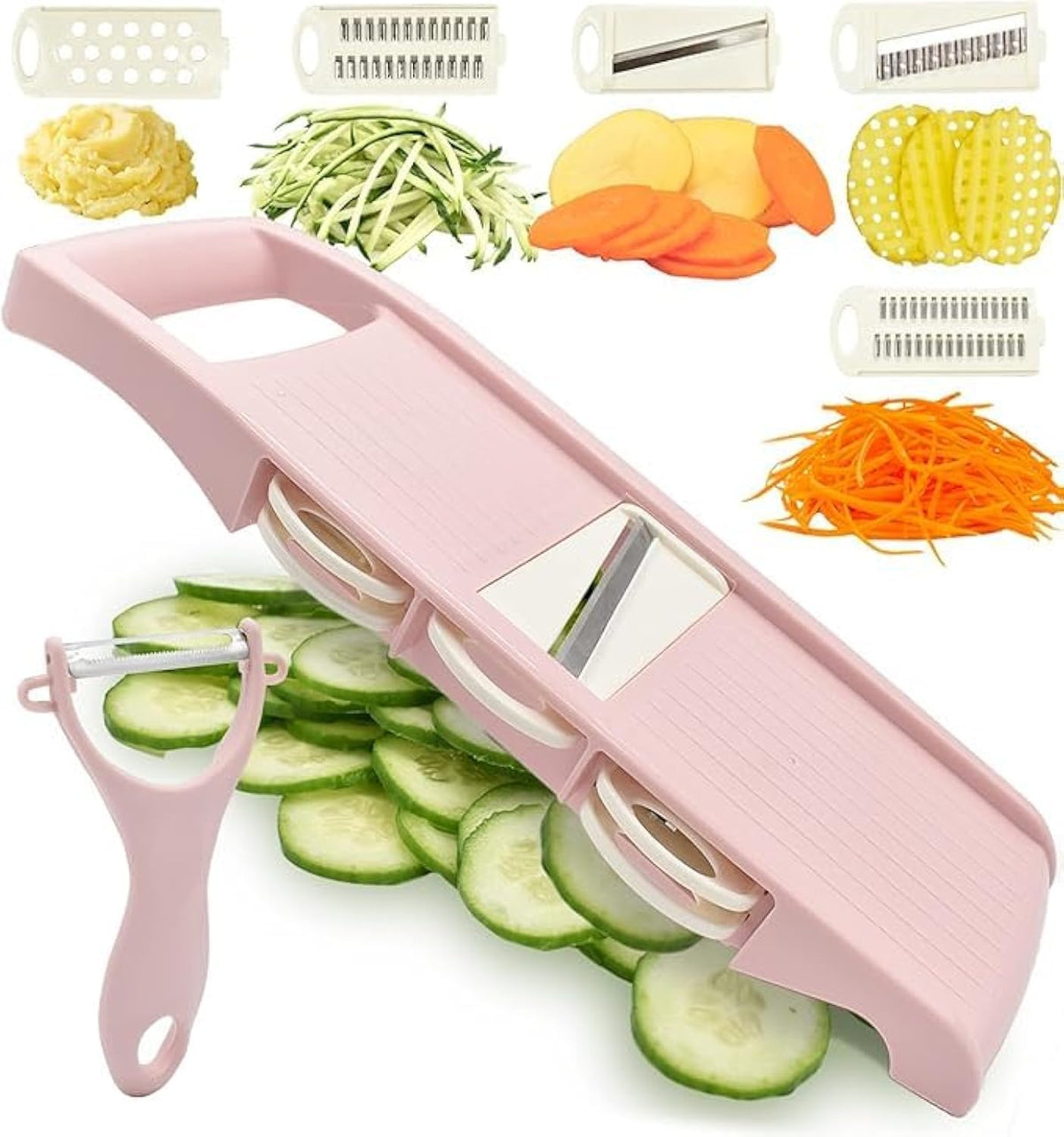 NACOLUS mandoline slicer main body in pink for compact prep