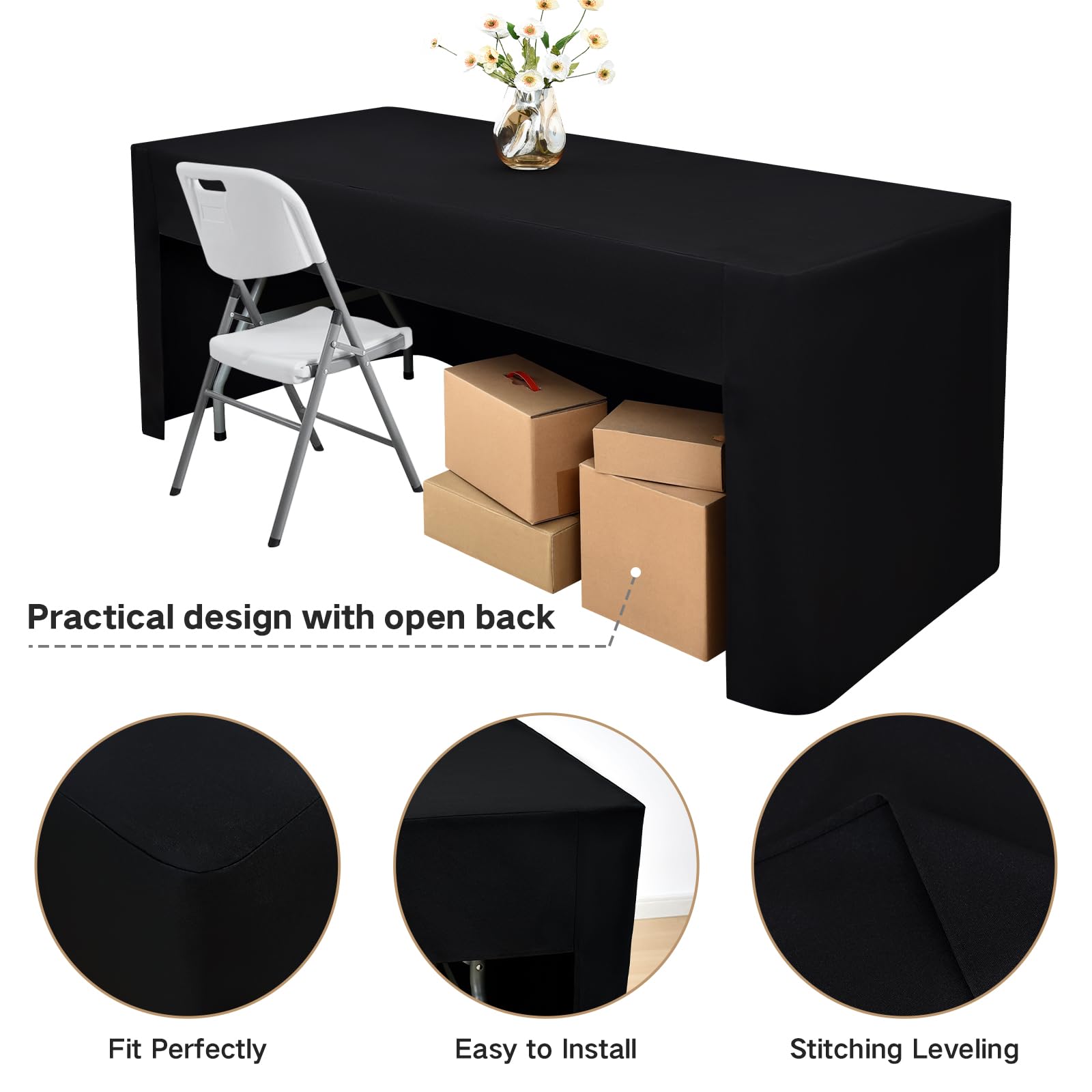 Nacuci 4ft rectangle tablecloth with sleek drape for professional displays
