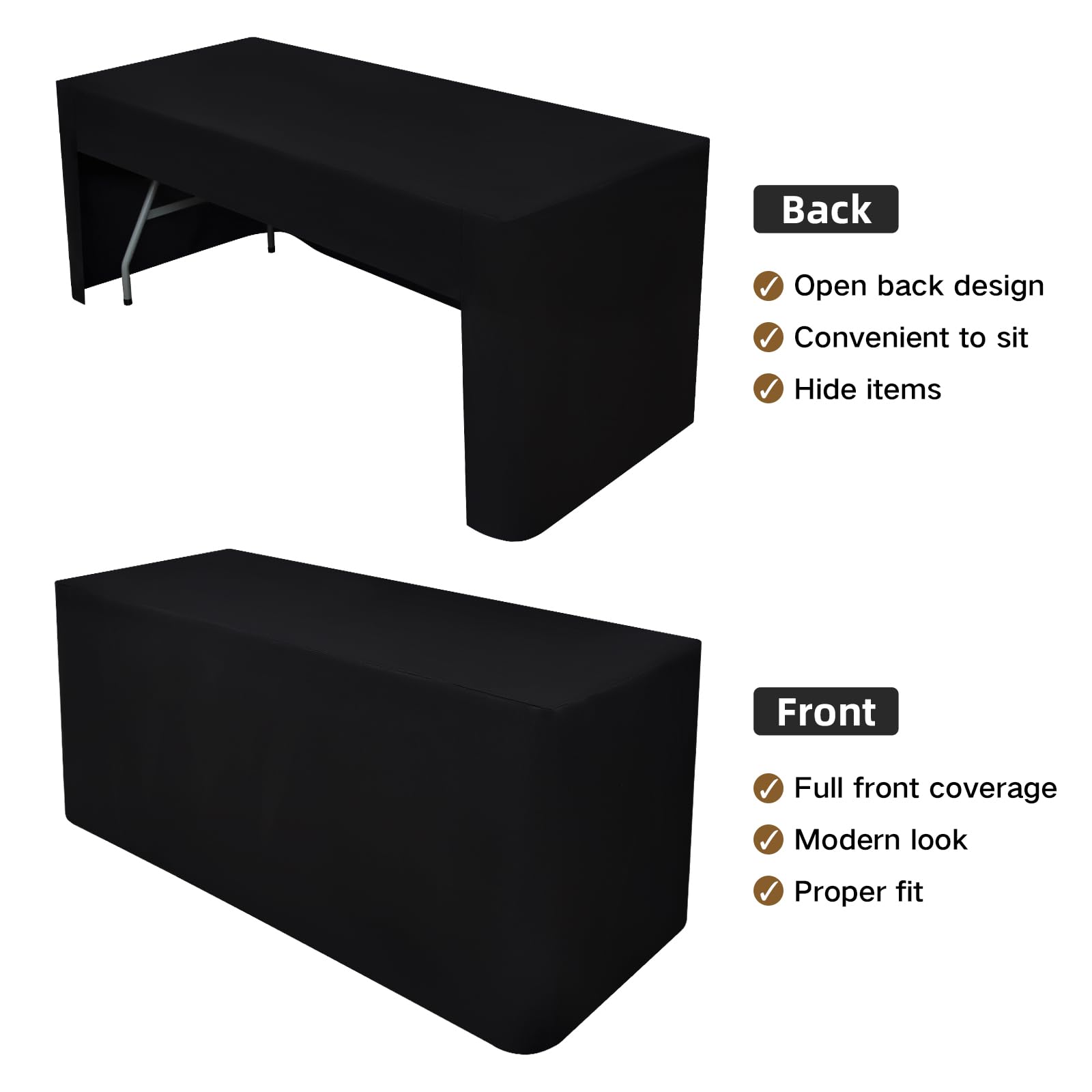 Nacuci black washable polyester tablecloth for durable event use