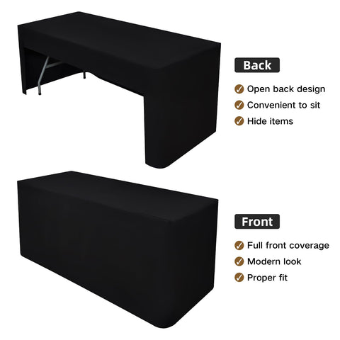 Nacuci black washable polyester tablecloth for durable event use