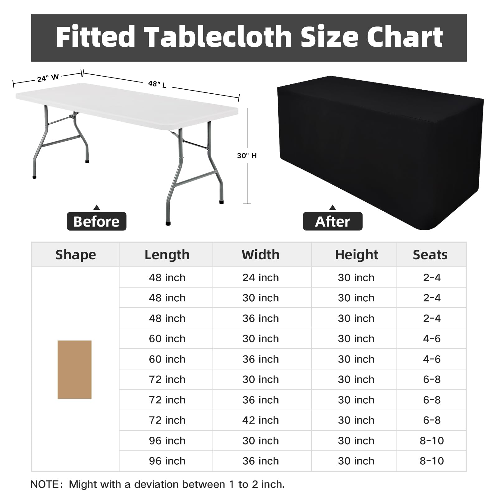 Nacuci event tablecloth in black for weddings and trade shows