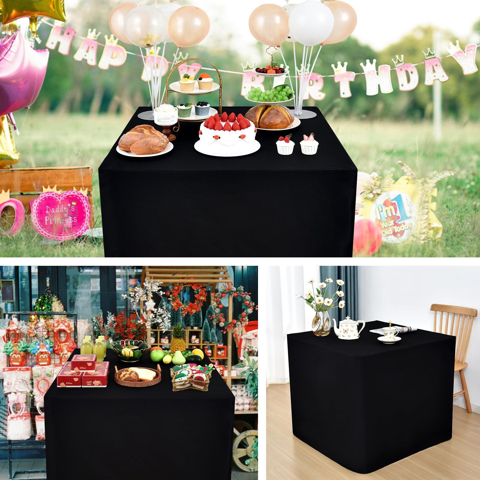 Nacuci indoor-outdoor use tablecloth provides versatile protection and a sleek backdrop for events.