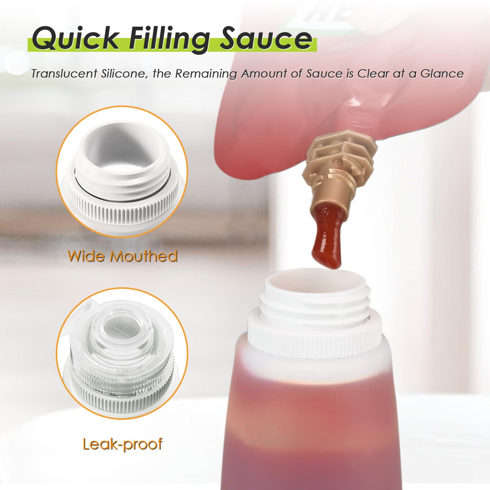 Nacxbwer salad-dressing bottle delivers even dressings on bowls.