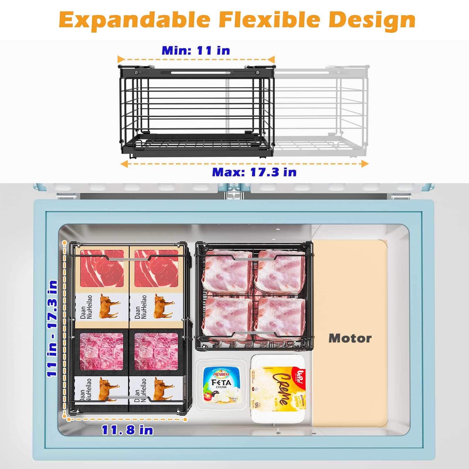 NADAMOO expandable chest freezer bins with adjustable length optimize space.