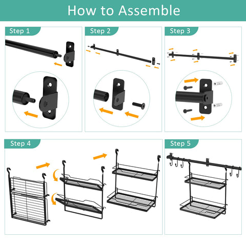 NADAMOO versatile 62-lb rated rack organizes utensils, spices, and towels neatly.