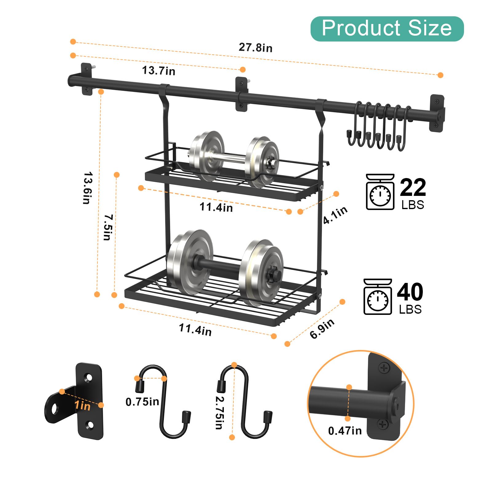 NADAMOO durable metal construction resists wear while holding daily pantry items.