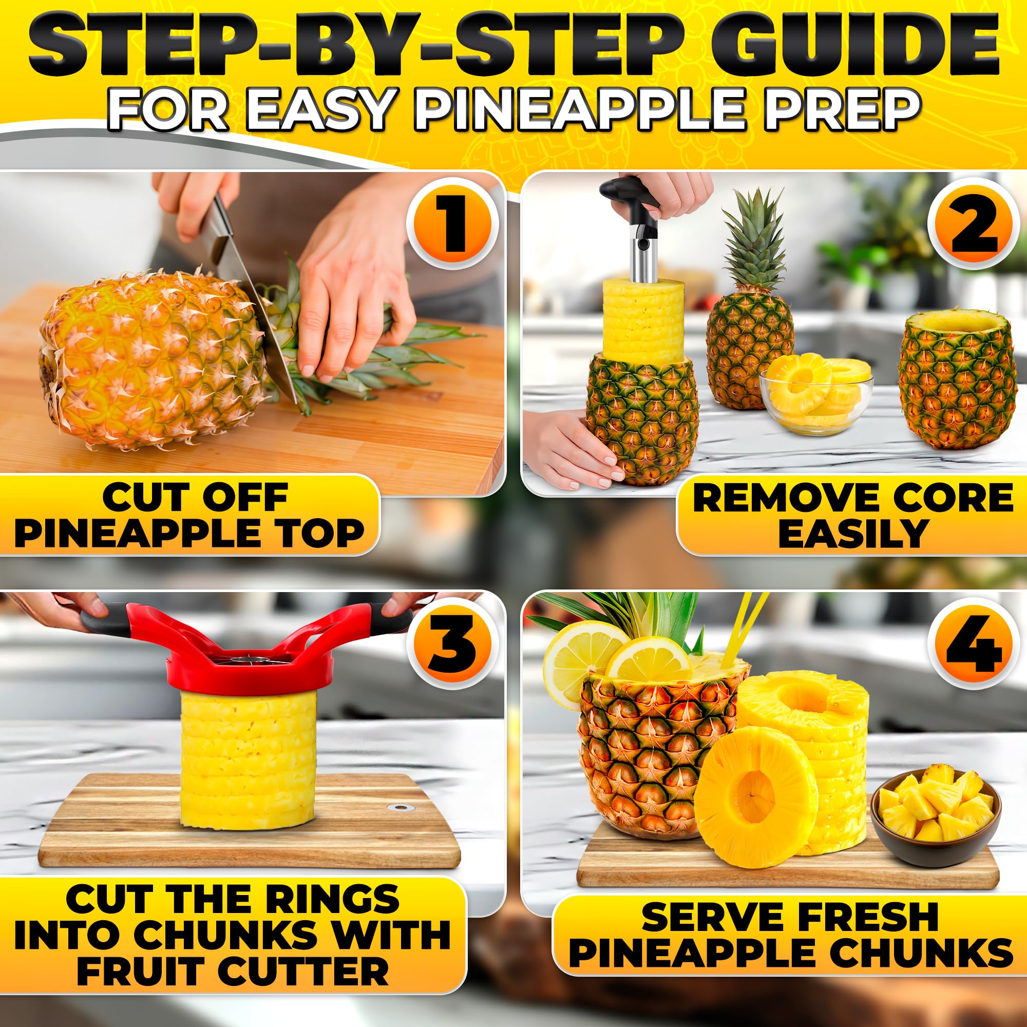 NADOBA ergonomic handle pineapple slicer for comfortable twisting