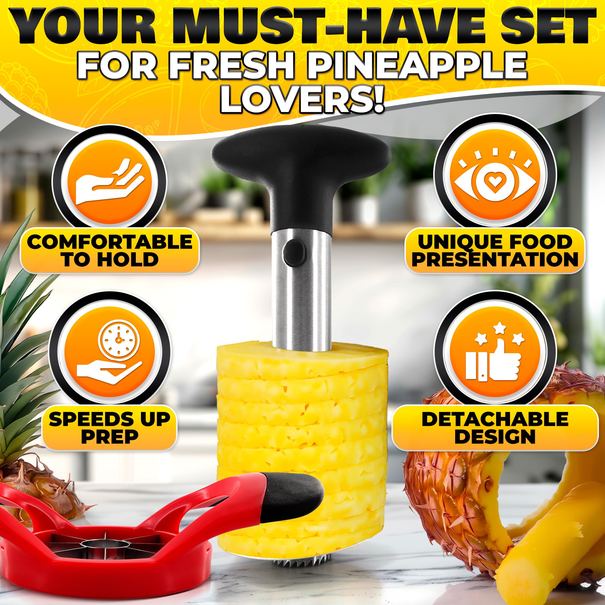 NADOBA pineapple slicer with detachable blade for quick cleanup