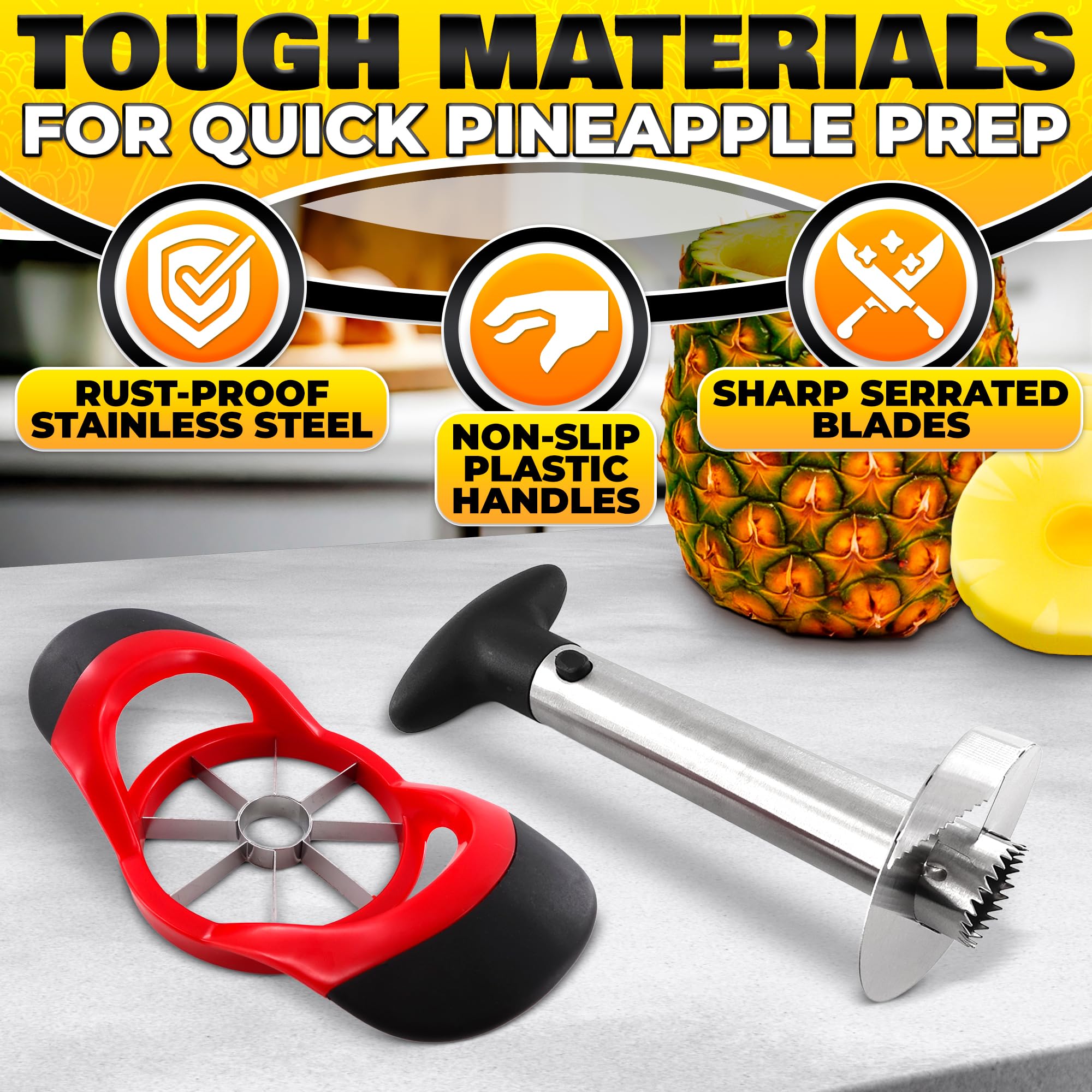 NADOBA pineapple tool with reinforced blade for fast core removal