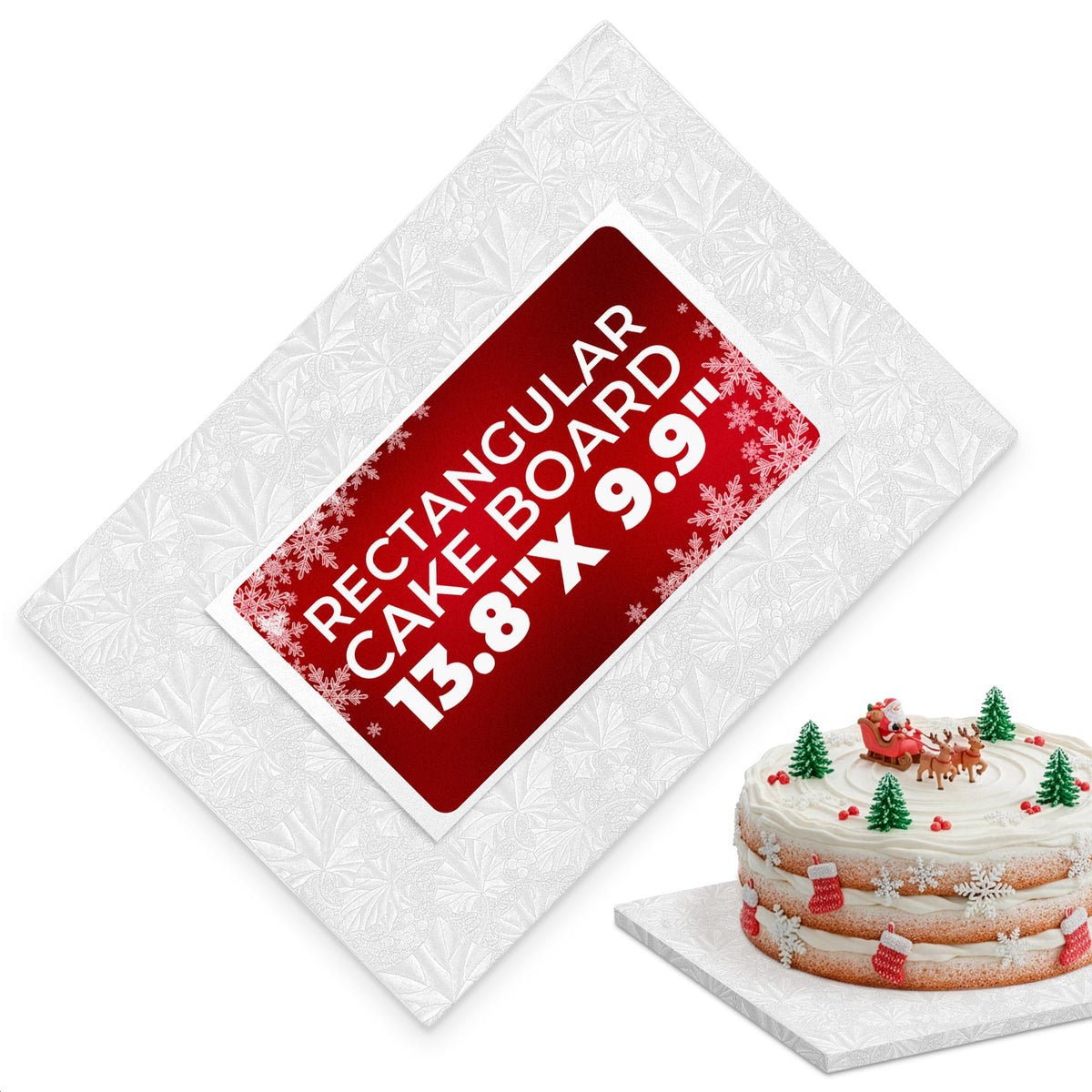 NADOBA rectangle cake board 13.8x9.9 inches provides sturdy support for quarter-sheet cakes.