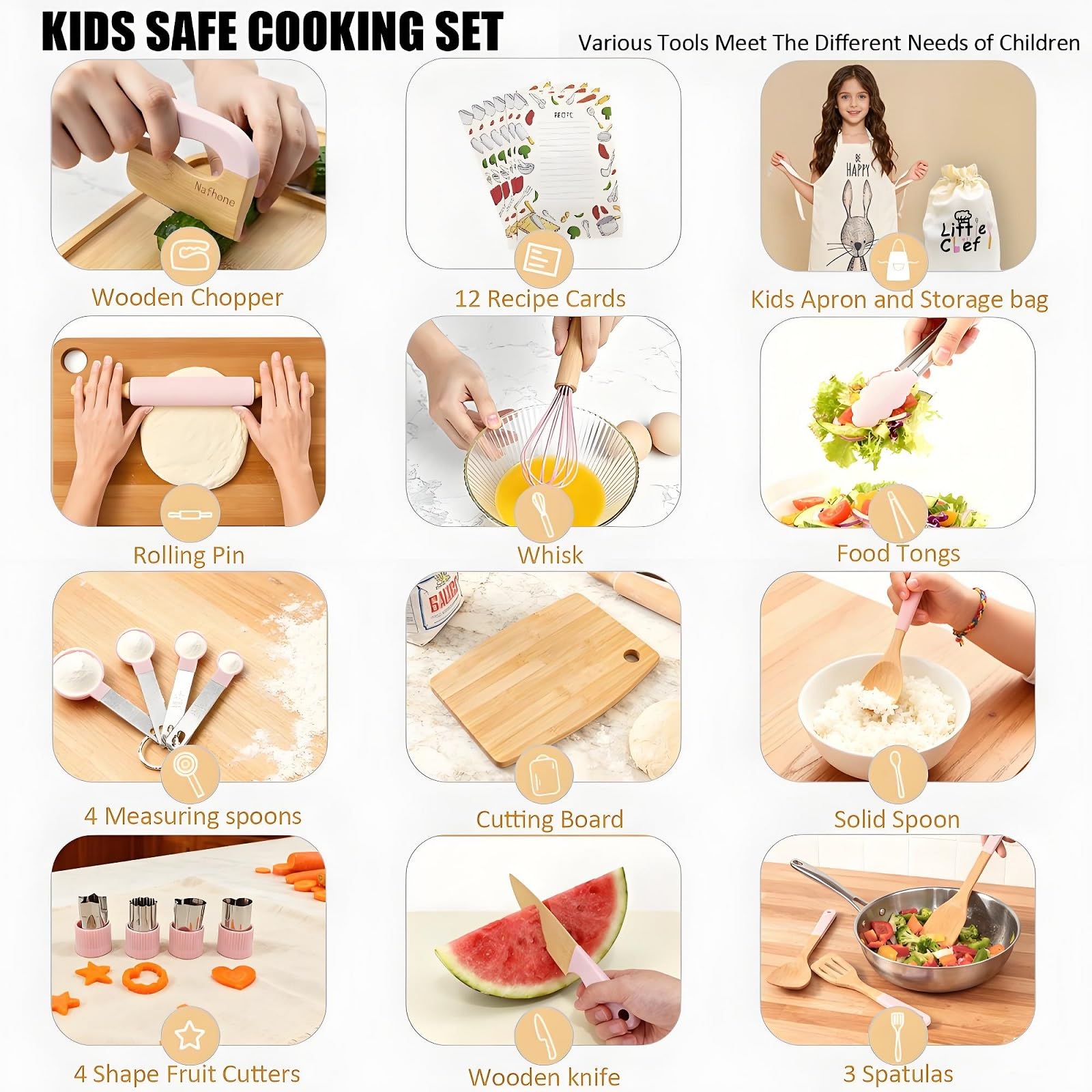 Nafhone wooden chopping board ideal for kid-friendly cutting practice.