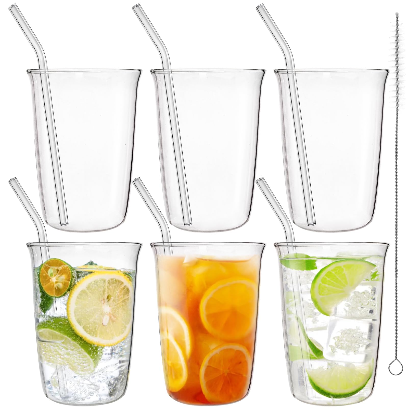 Nagpew 6pc drinking glasses 16oz with crystal clarity for daily use