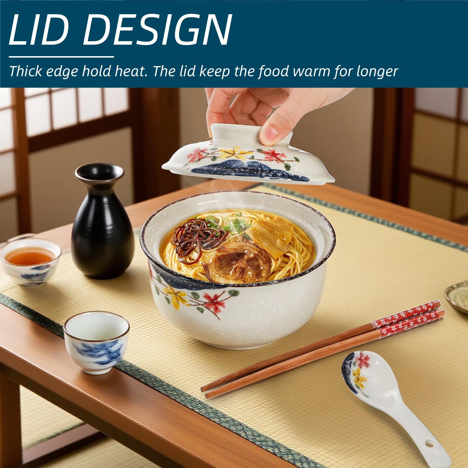 Nagpew 25 oz ramen bowl ideal for noodles and soups.