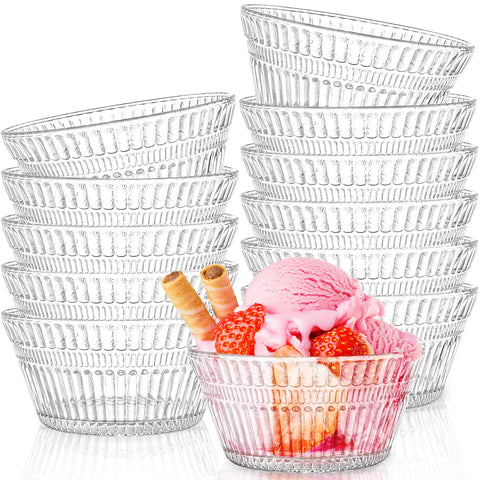 Nagpew small glass bowl with fluted pattern for elegant desserts