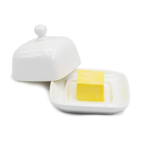 NAGU mini square butter dish with lid on counter, keeps butter fresh and mess-free.