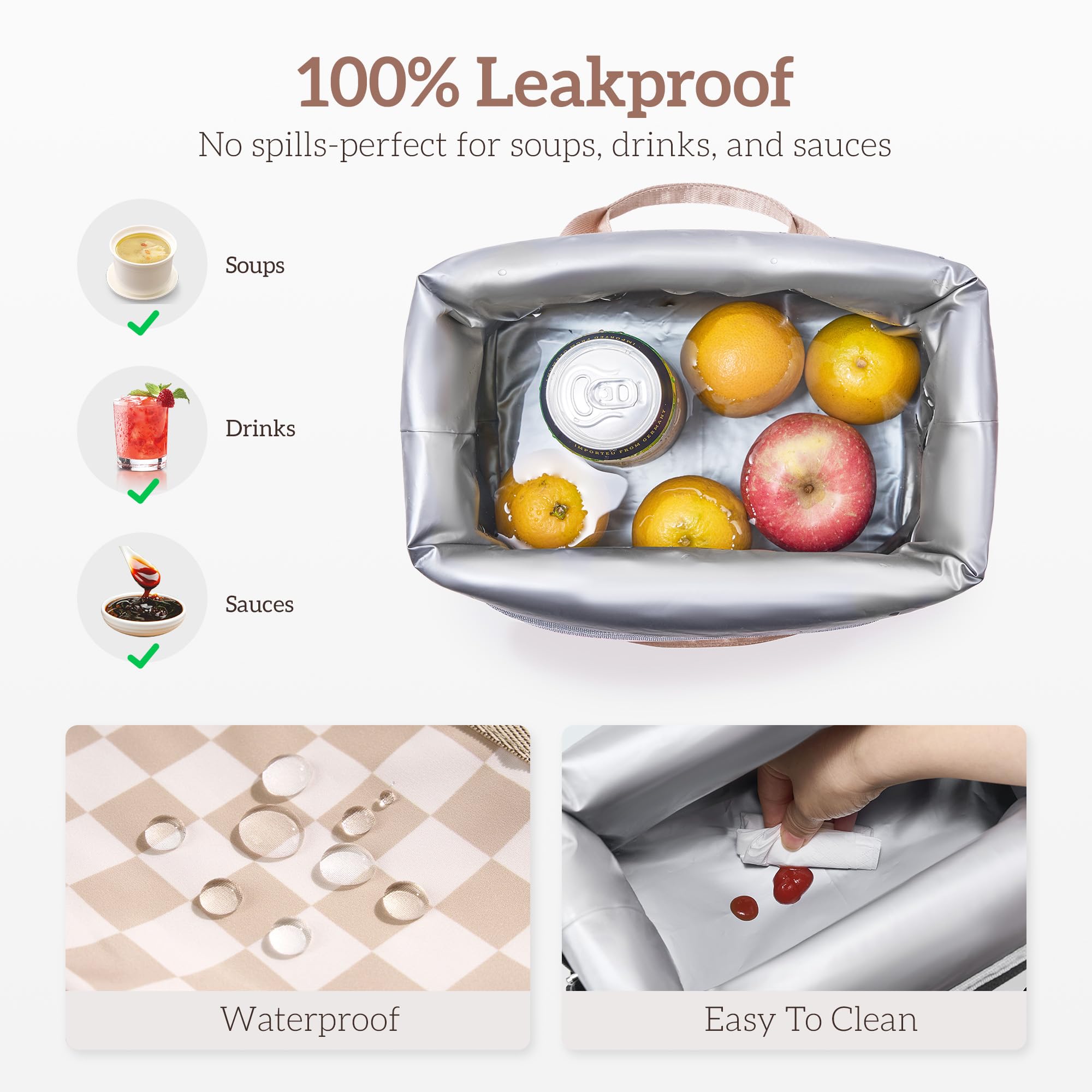 Naimuesly insulation layer keeps hot or cold meals at the right temperature.