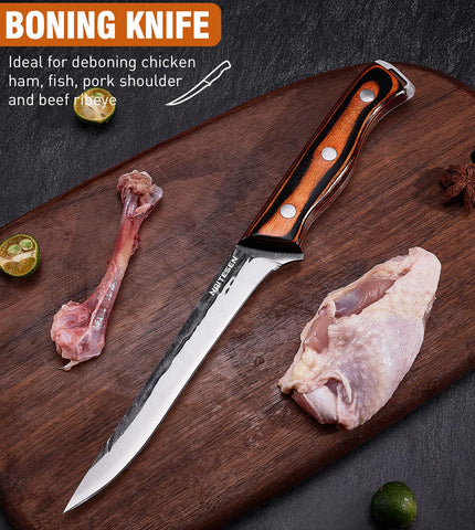 Naitesen 9-inch breaking knife designed for leverage during large meat separation.