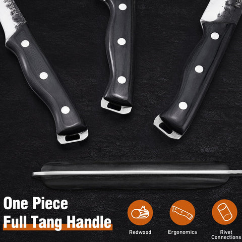 Naitesen full-tang blackwood handle with triple rivets for a secure grip.