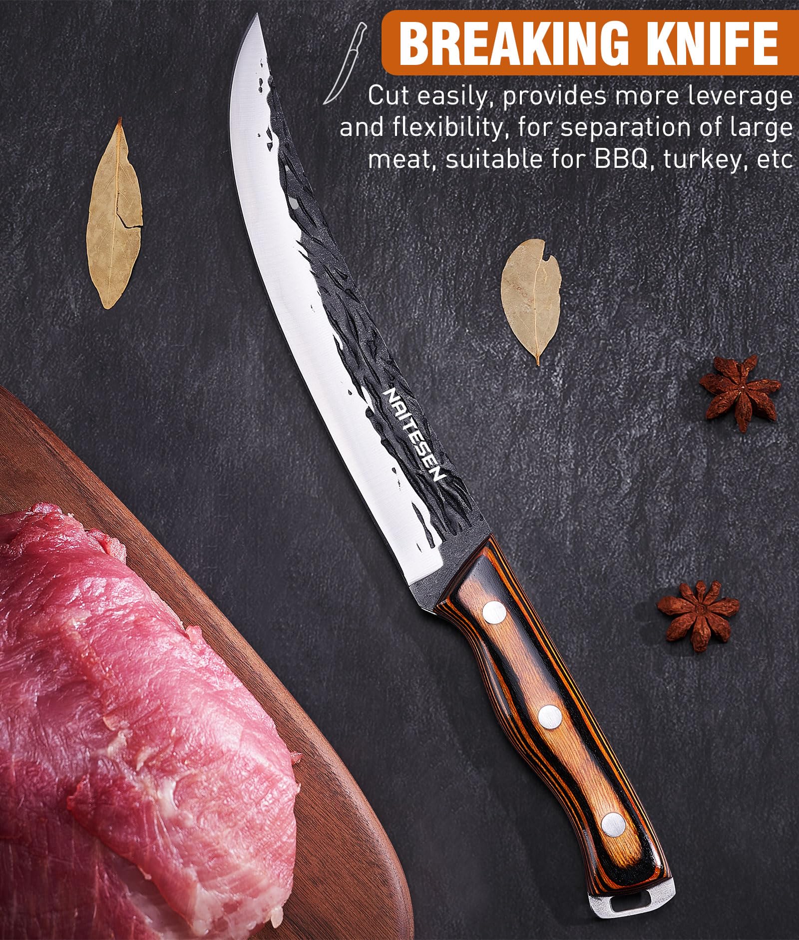 Naitesen full-tang wooden handle detail emphasizing balance and reliability.