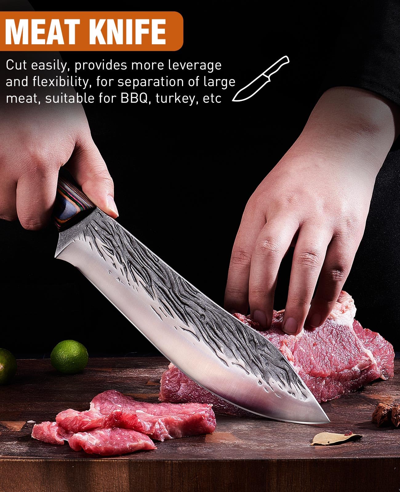 Naitiesen 8.5-inch meat knife ready for clean, efficient meat slicing.
