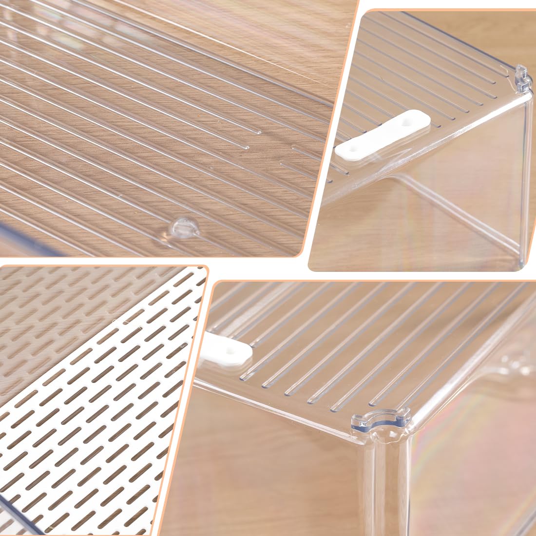 Naivees clear fridge bin for easy cleaning and BPA-free safety.
